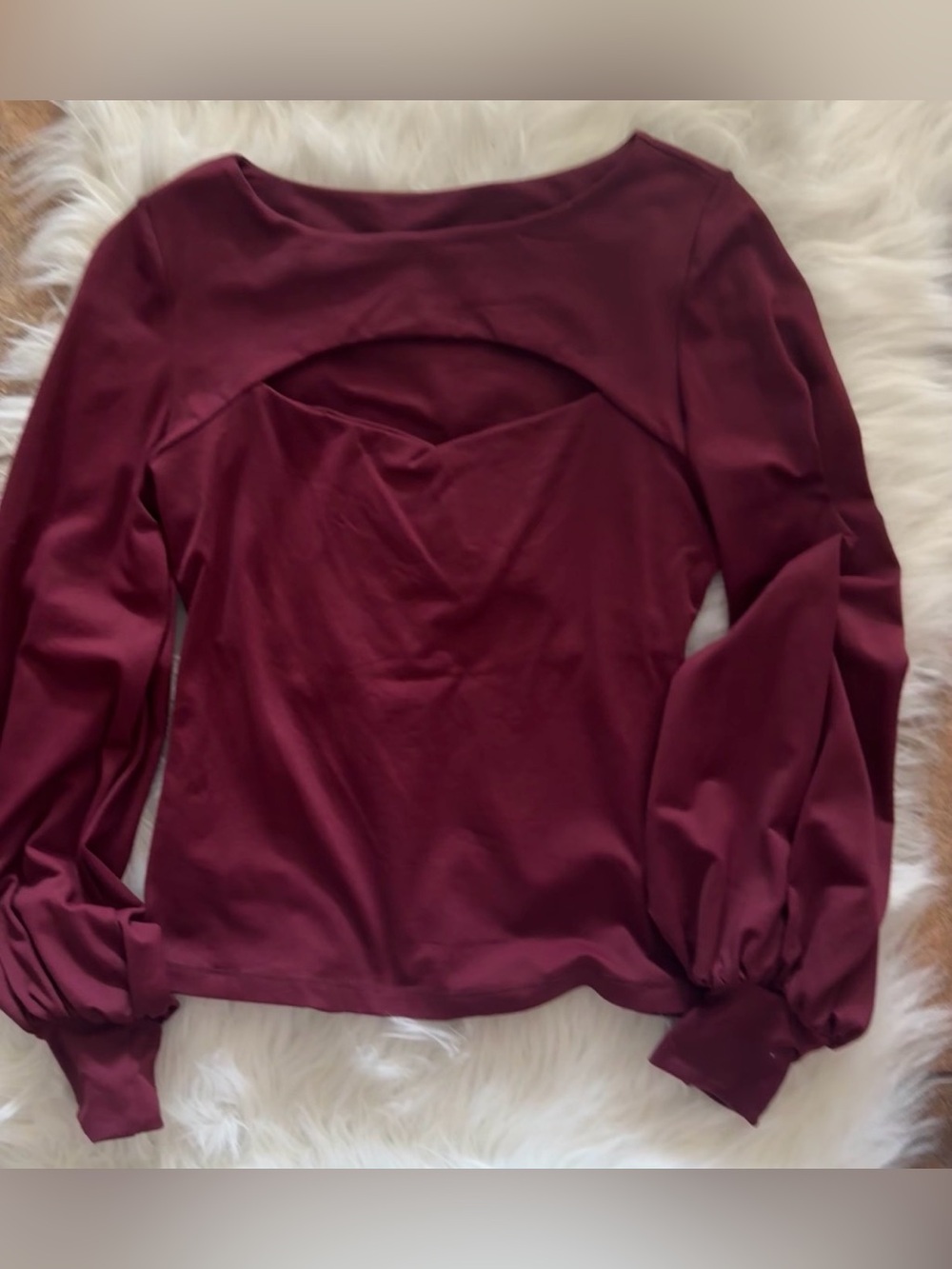 Susana Monaco Long-Sleeve Cutout Top in Berry